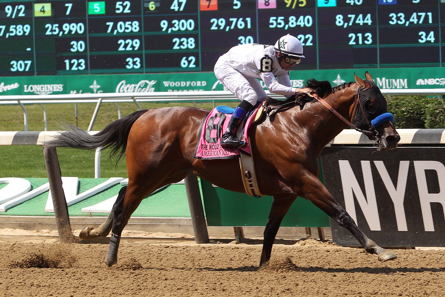 American Anthem wins the 2017 G2 Woody Stephens with Mike Smith up for trainer Bob Baffert and owners WinStar Farm, Head of Plains Partners, China Horse Club, and SF Racing, 2017 Belmont Stakes